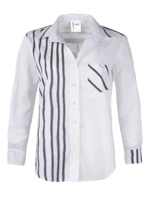 Alex Ribbon Stripe Shirt In Navy/white