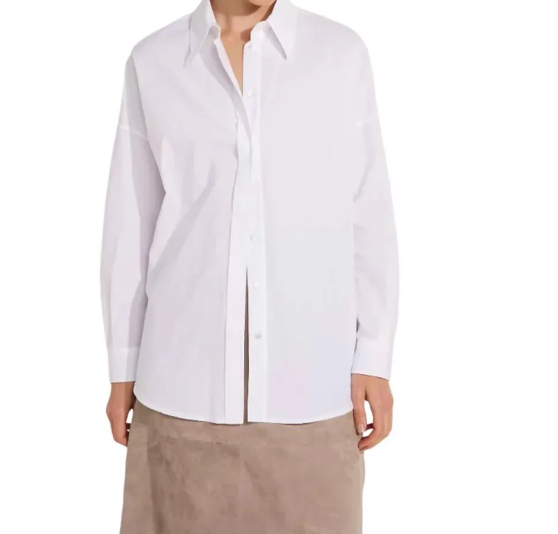 Anemone Button Up Hi Low Shirt In White