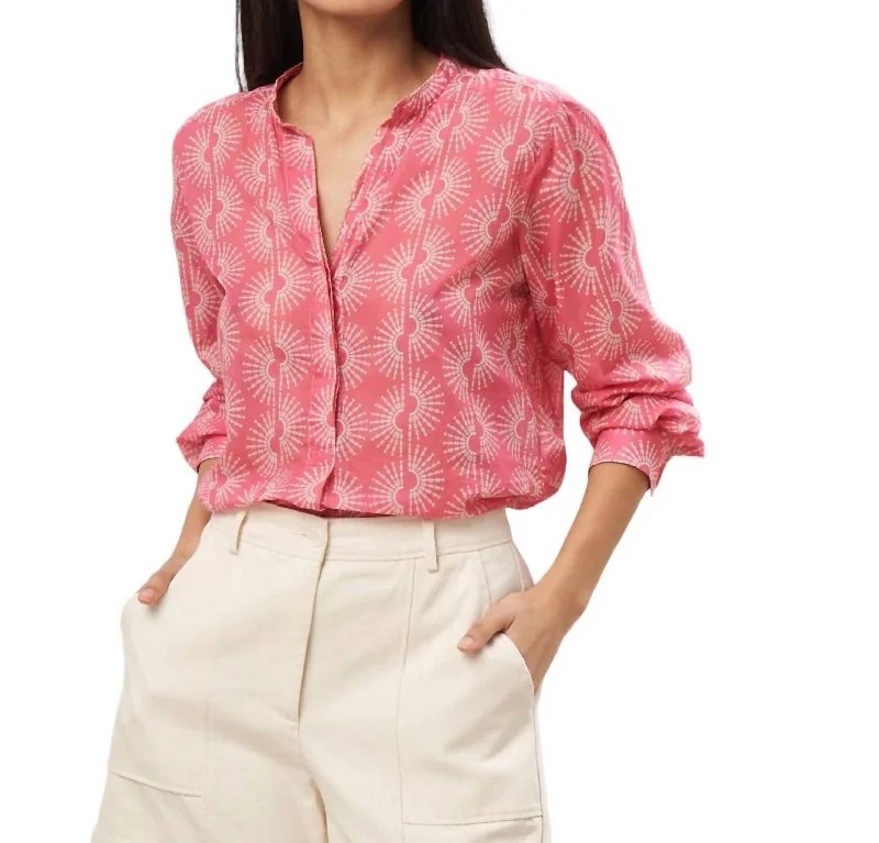 Cartoon Woven Shirt In Pink