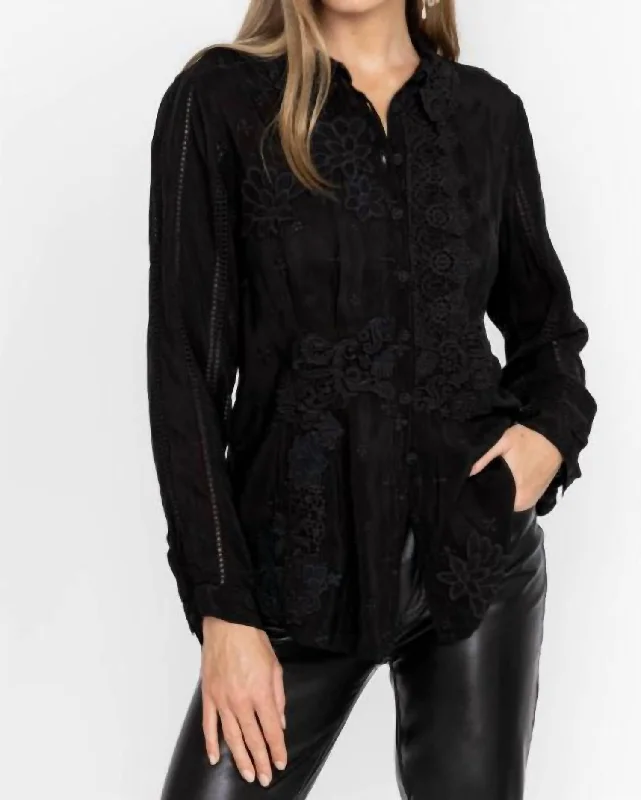 Celia Applique Shirt In Black