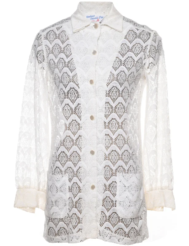 Classic White Lace Shirt - L