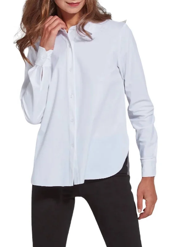 Connie Slim Button Down Shirt In White