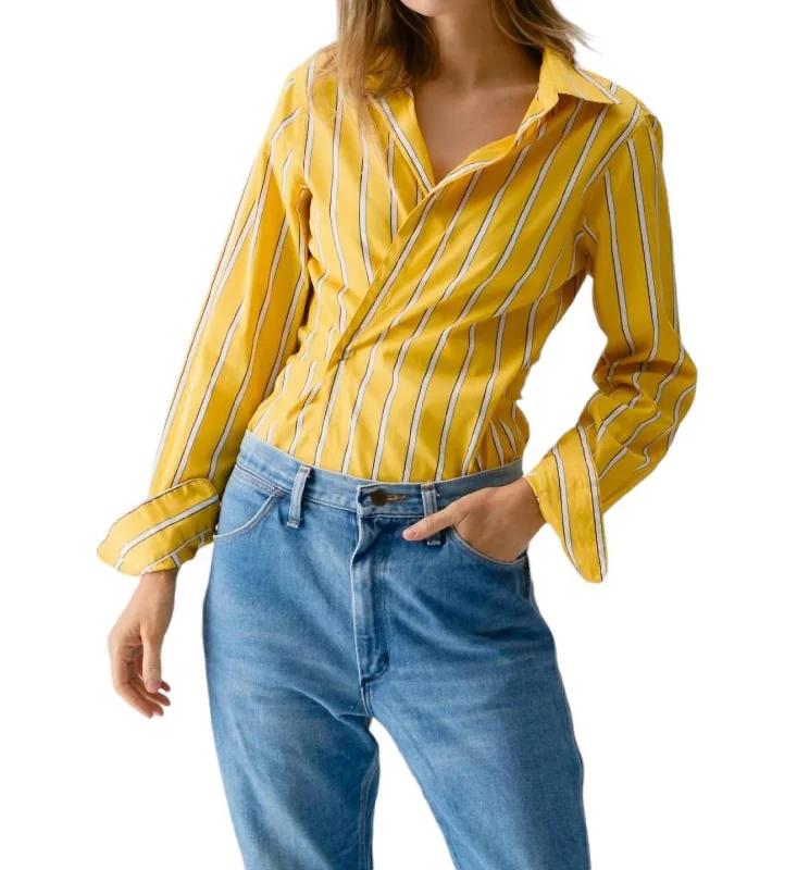 Cross Over Fitted Shirt In Sun Stripe