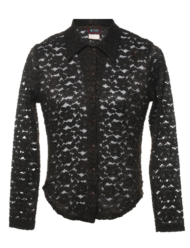 Dark Brown Lace Shirt - S