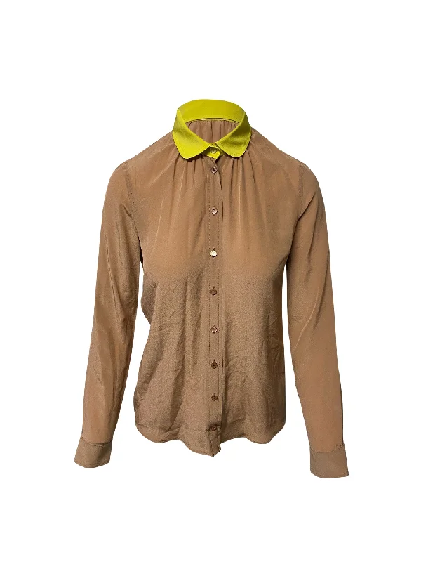 Gucci Buttondown Shirt in Brown Silk