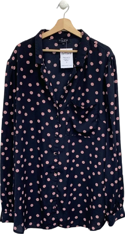 In The Style Black and Pink Polka Dot Button-Up Shirt UK 28