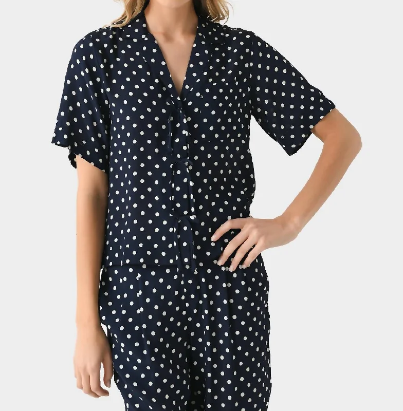 Inez Shirt In Navy Polka Dot