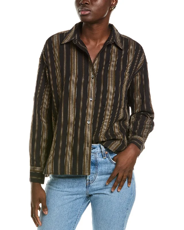 James Perse Relaxed Striped Linen-Blend Shirt