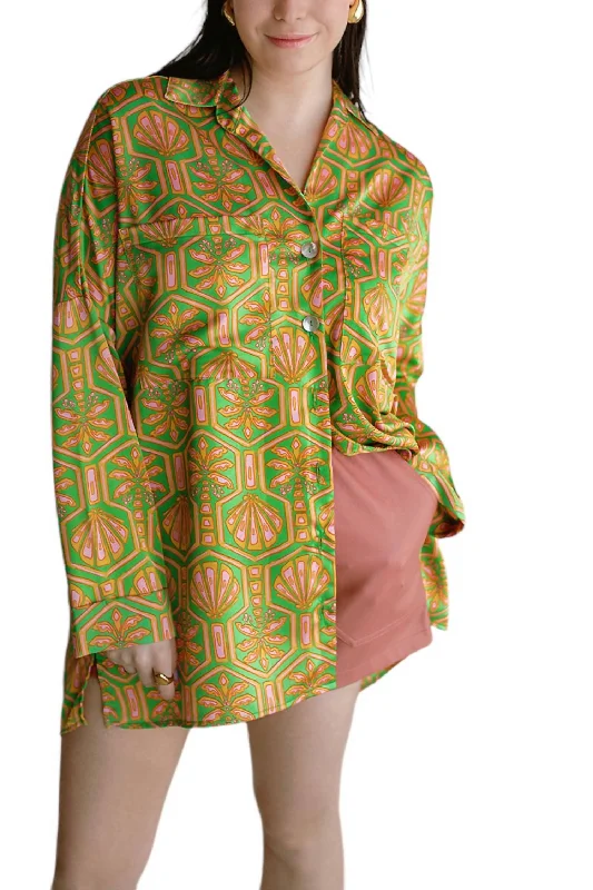 Johns Button Down Shirt In Palm Deco