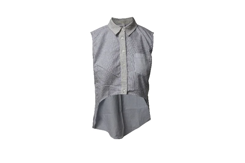 Jonathan Simkhai Hi-Lo Sleeveless Oxford Shirt in Multicolor Cotton