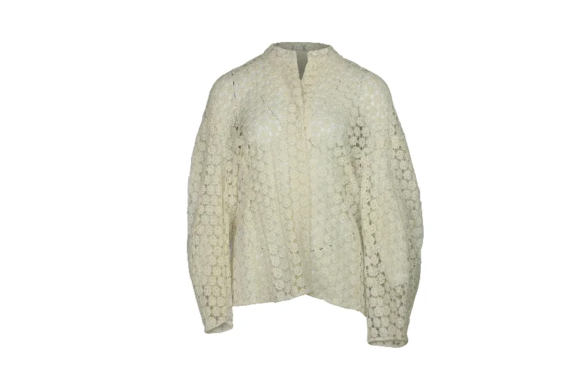 Joseph Long Sleeve Lace Shirt in Cream Cotton