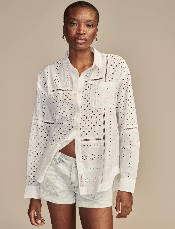 Lucky Brand Women's Eyelet Prep Shirt