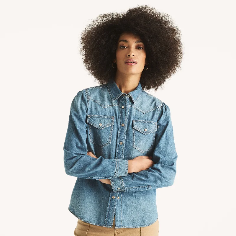 Nautica Womens Western Denim Shirt