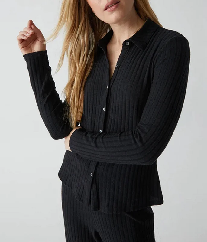 Paulina Jasper Button Down Shirt In Black