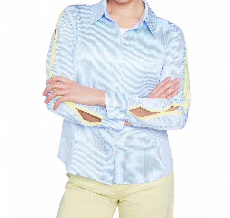 Striped Poplin Shirt In Sky