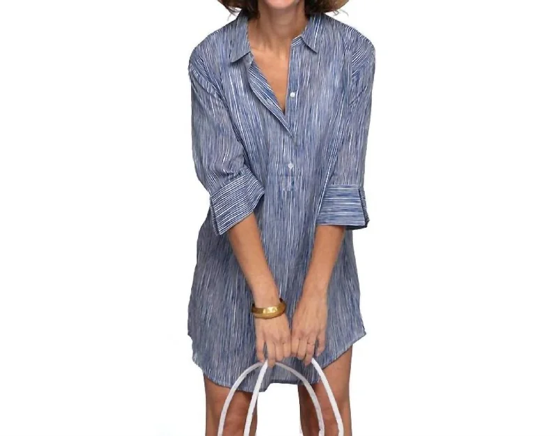 Suri Blu Cotton Beach Shirt In Navy