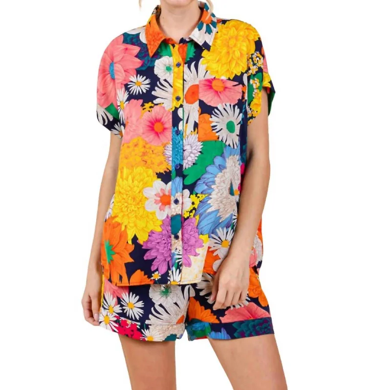 Tropical Vibes Summer Shirt In Navy