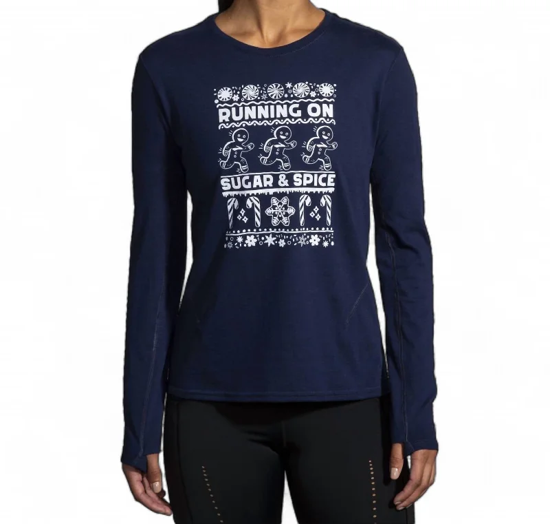 Women's Distance Long Sleeve 2.0 Shirt In Navy/run Merry 23