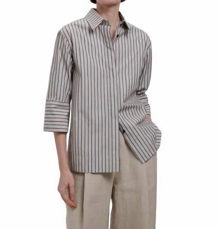 Button Down Shirt In Brown Stripe