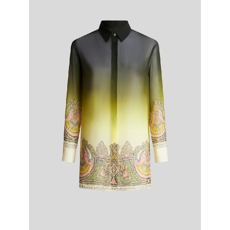 Colour Shaded Silk And Paisley Print Shirt