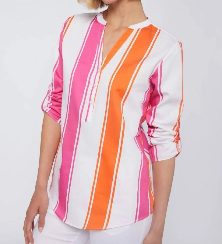 Francina Shirt In White/pink/orange