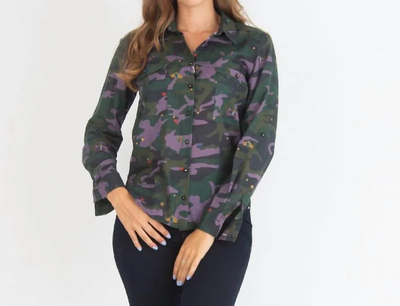 Gabriella Shirt In Camouflage Butterfly