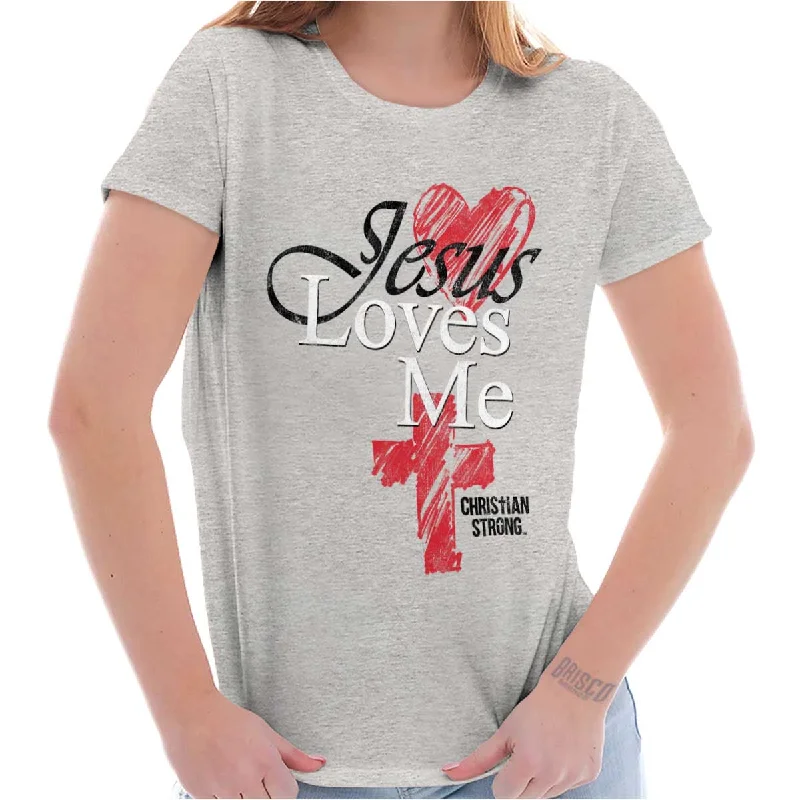 Jesus Loves Me Cross Ladies T Shirt