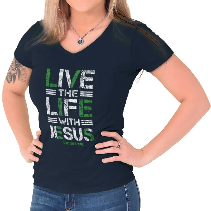 Live The Life Junior Fit V-Neck T-Shirt