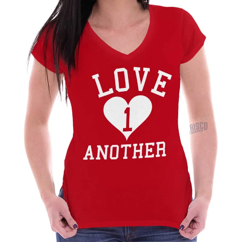 Love One Another Printed - Junior Fitted V-Neck T-Shirt