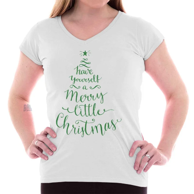 Merry Little Christmas Junior Fit V-Neck T-Shirt