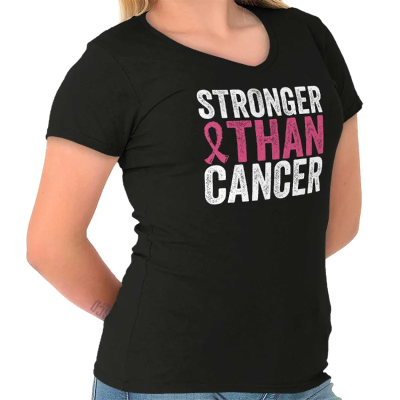 Stronger Than Cancer Junior Fit V-Neck T Shirt