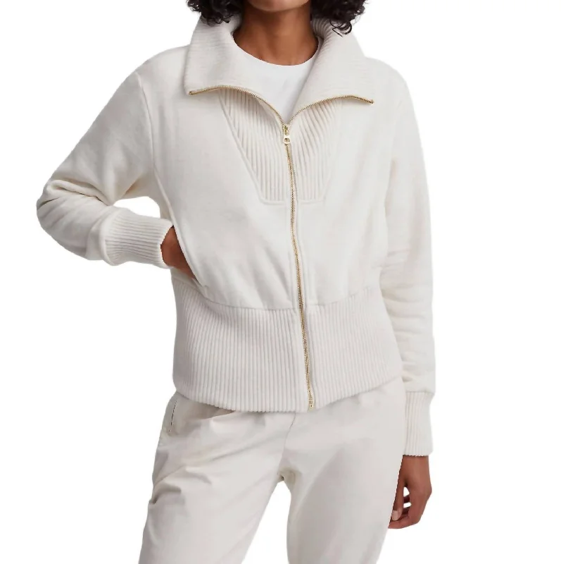 Alisa Zip Through Sweatshirt In Ivory Marl