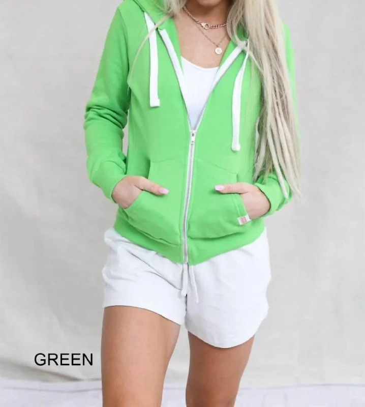 Cheyenne Zip Up Hoodie Jacket In Green