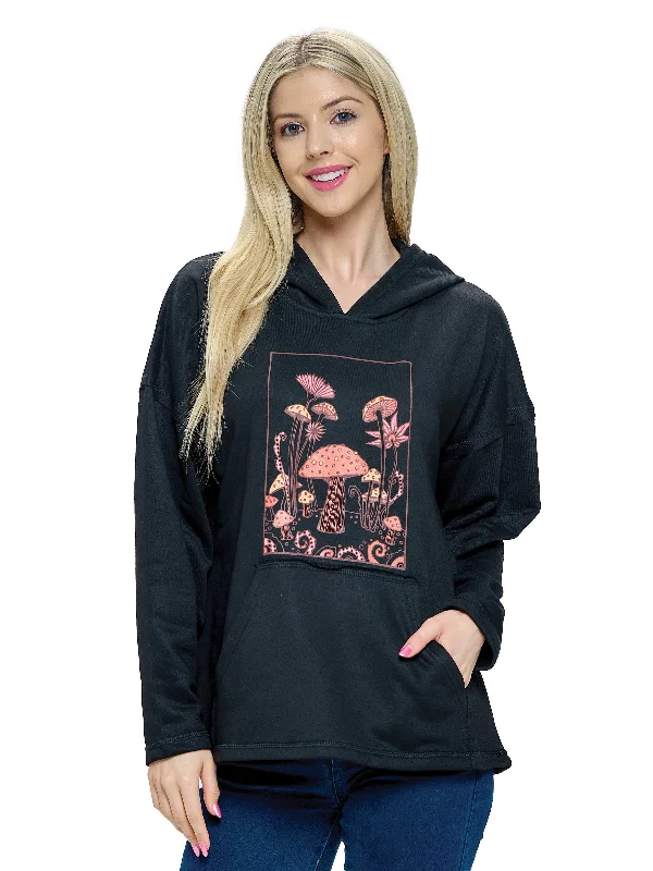 Hoodie Boho Mushroom Print