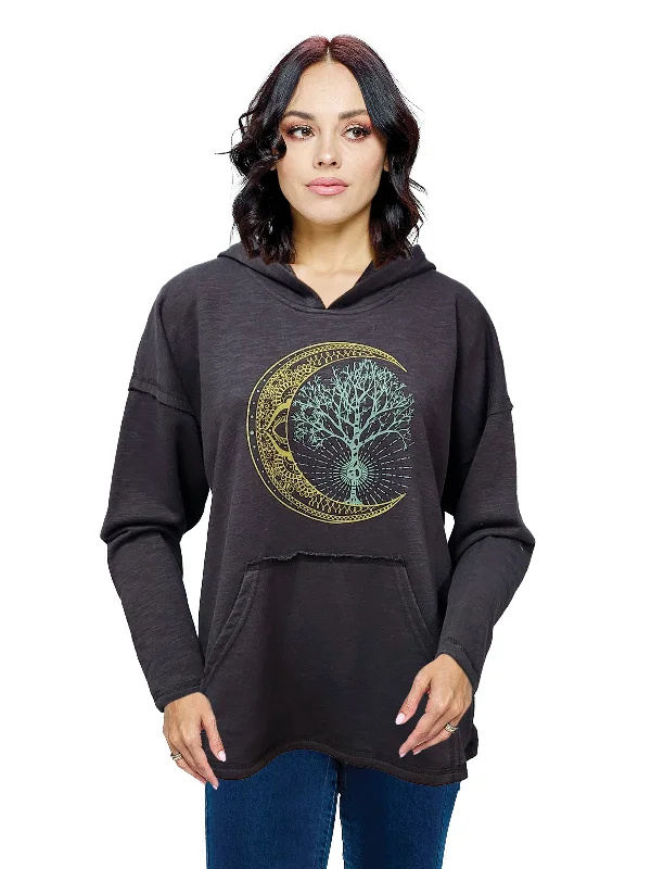 Hoodie Half Moon and Tree Of Life Print