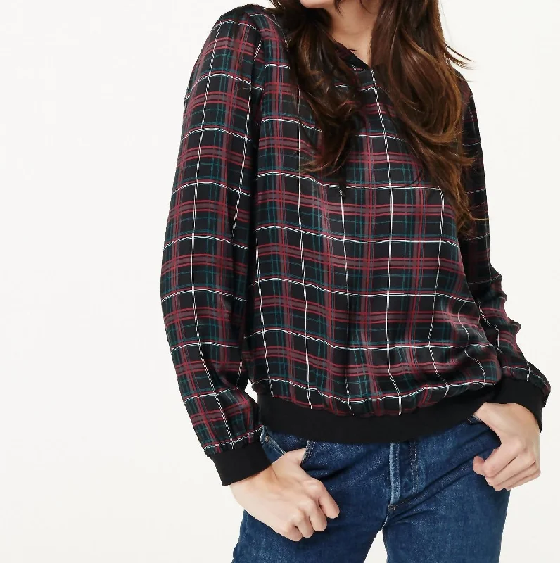 Parker Tartan Plaid Hoodie In Black