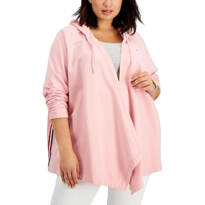 Plus Womens Open Front Cozy Hoodie