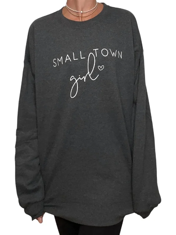 Small Town Girl Sweatshirt In Dark Heather Grey