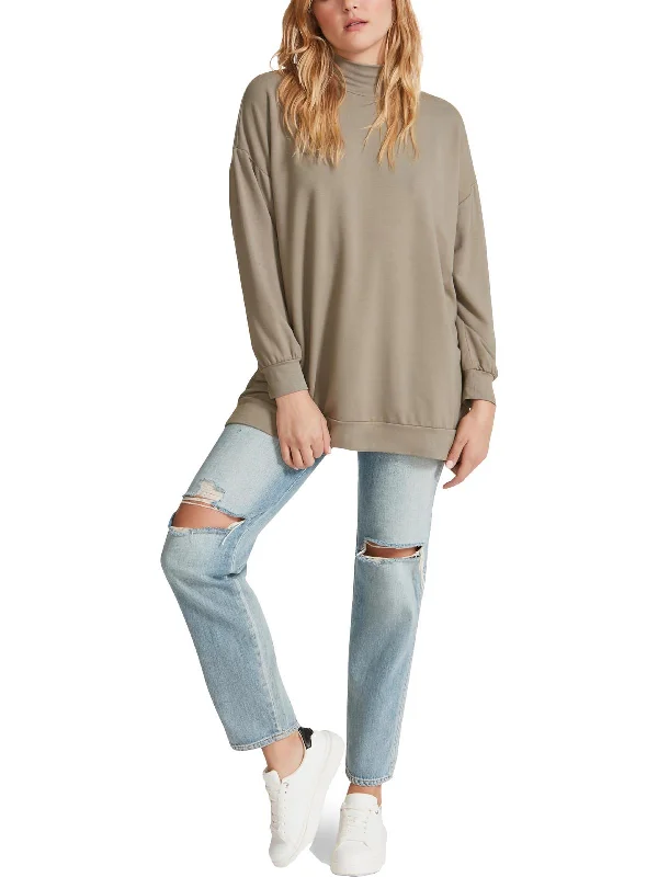 Womens Mock Turtle Neck Comfy Sweatshirt