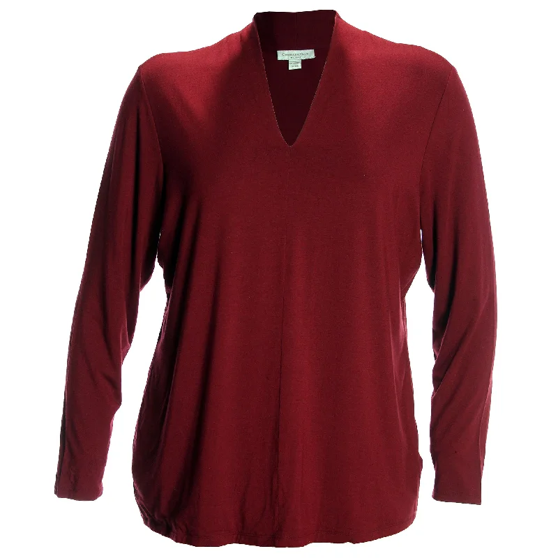 Charter Club Red Long Sleeve V-Neck Top