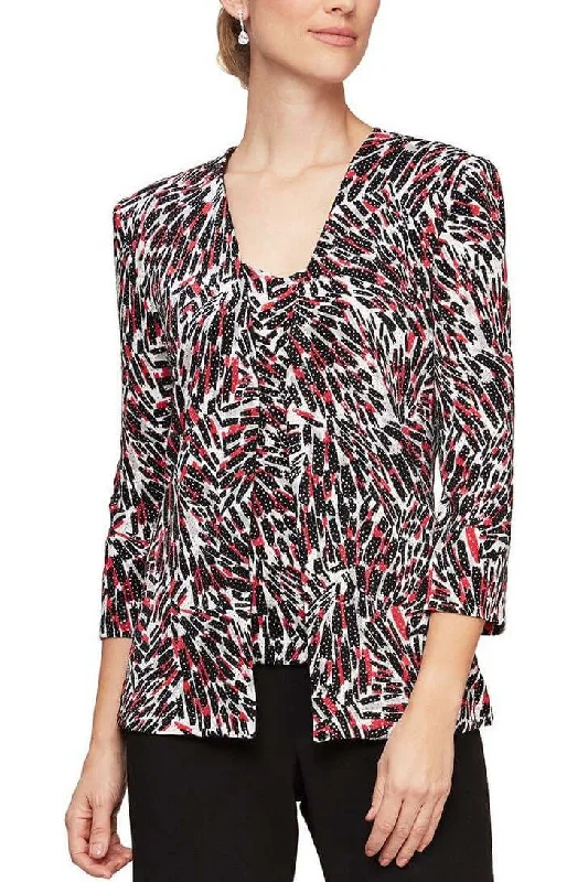 Alex Evenings V-Neck Sleeveless Embellished Jersey Top with Matching Jacket