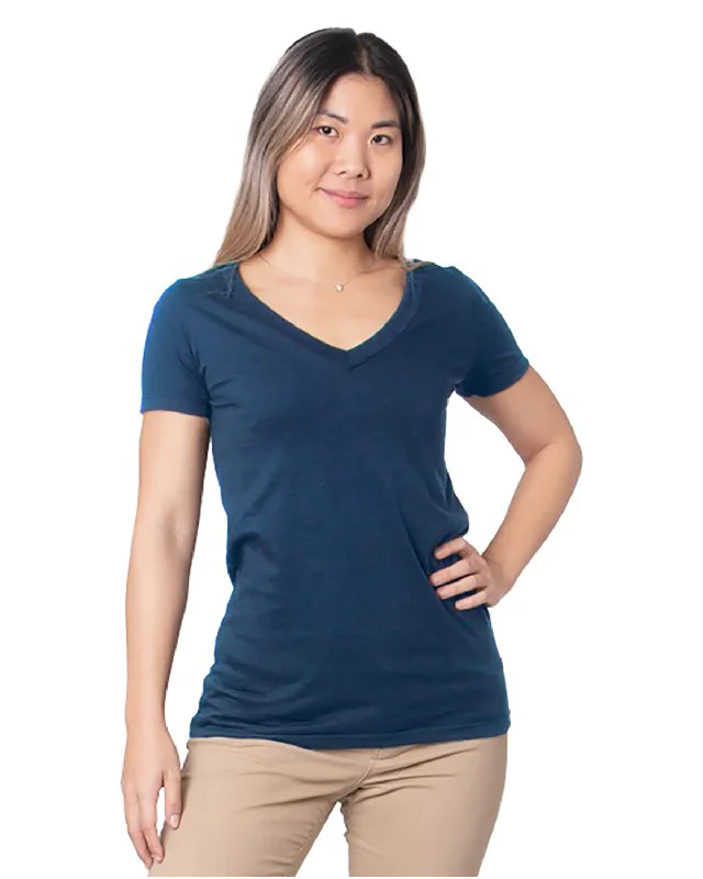 Bayside Ladies' Fine Jersey V-Neck T-Shirt