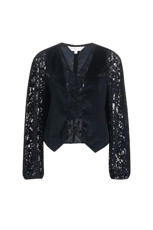 ÉOLIA LACE-TRIMMED V-NECK BLOUSE