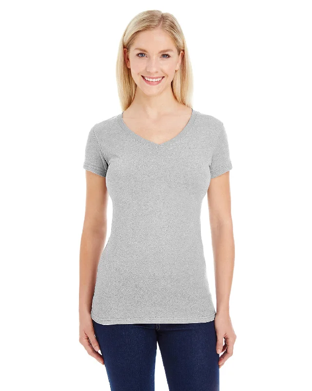 J America Ladies' Glitter V-Neck T-Shirt