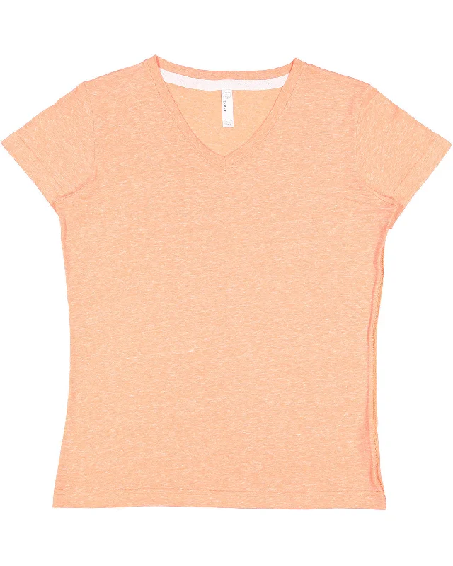 LAT Ladies' V-Neck Harborside Melange Jersey T-Shirt