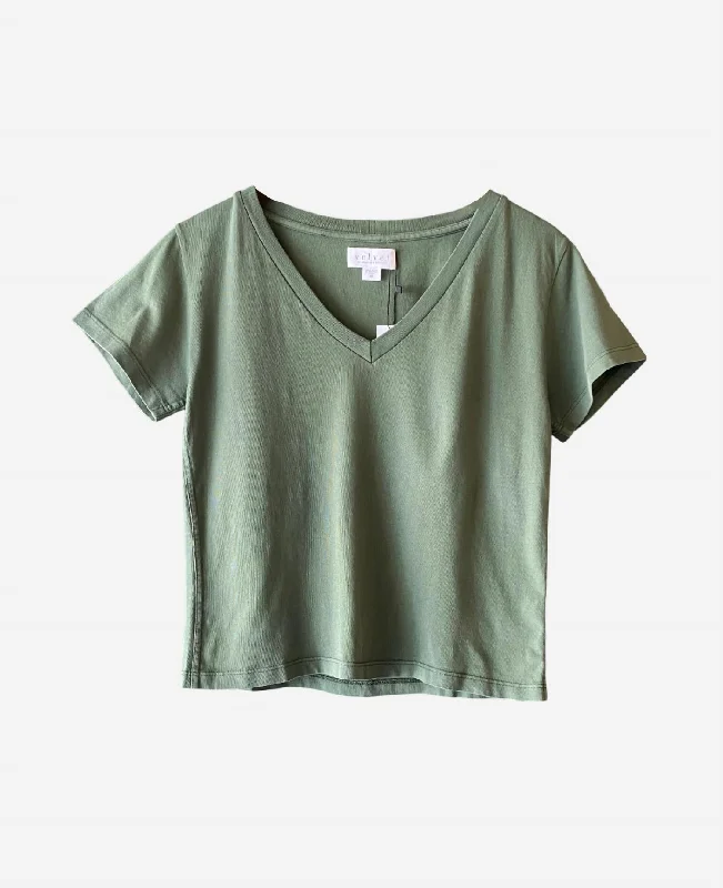 Women's Adina Short Sleeve V Neck Top In Olive